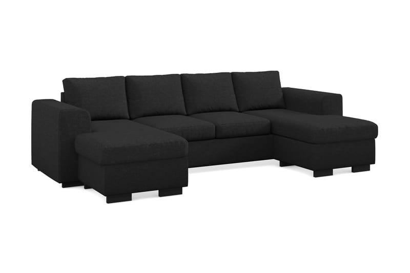 Link 4-seters U-formet Sofa med Dobbeldivan i Stoff - Svart - Møbler - Sofaer - Sofa med sjeselong - 4 seters sofa med divan
