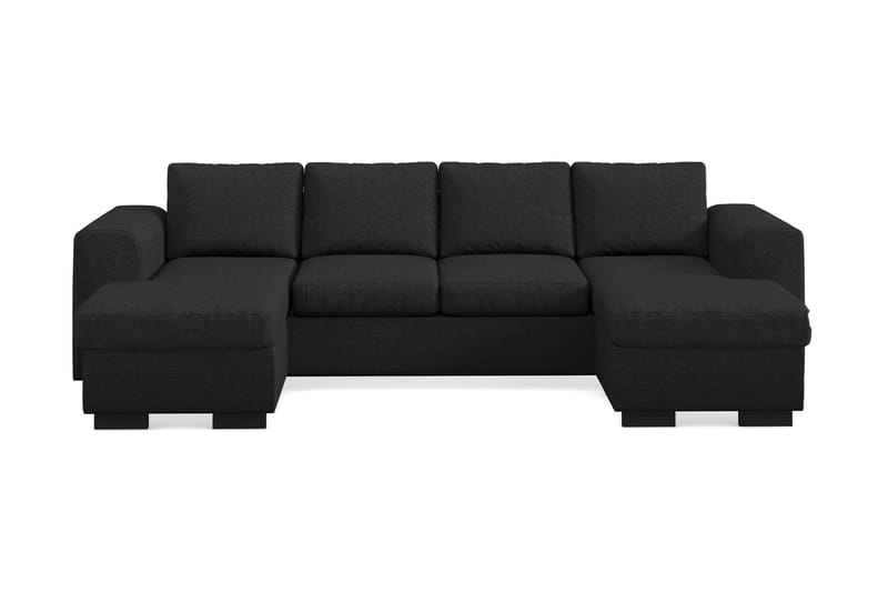 Link 4-seters U-formet Sofa med Dobbeldivan i Stoff - Svart - Møbler - Sofaer - Sofa med sjeselong - 4 seters sofa med divan