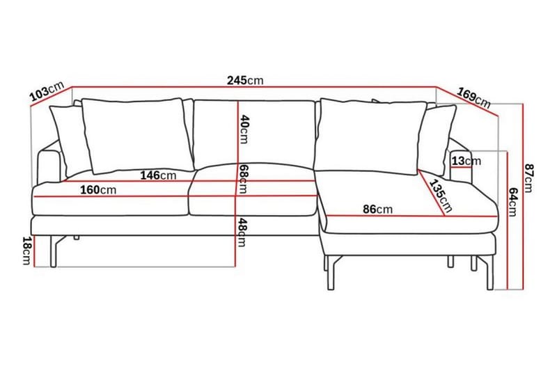 Menard 3-seters Høyrevendt L-formet Divansofa i Manchester - Beige - Møbler - Sofaer - Sofa med sjeselong