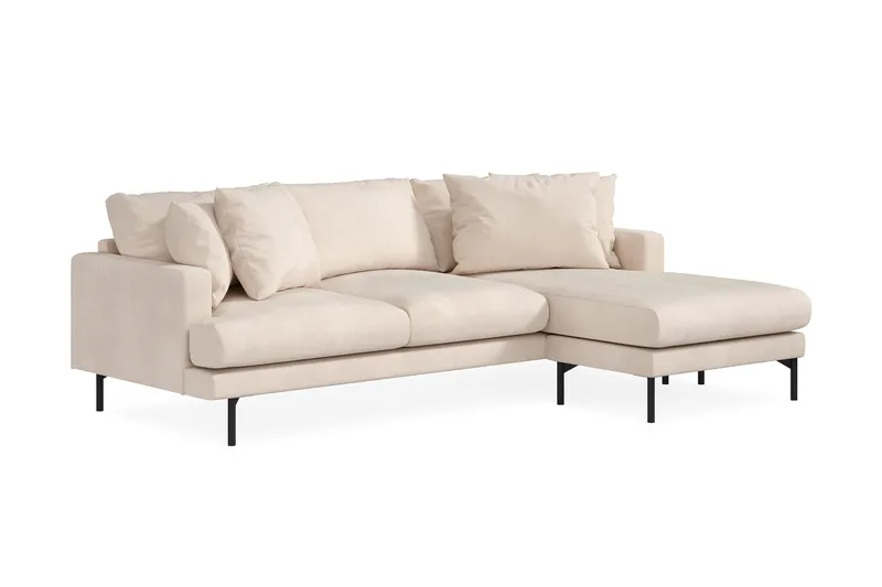 Menard 3-seters Høyrevendt L-formet Divansofa i Manchester - Beige - Møbler - Sofaer - Sofa med sjeselong - 3 seters sofa med divan