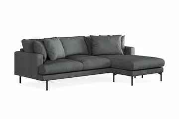 Menard 3-seters Høyrevendt L-formet Divansofa i Manchester - Grå - Møbler - Sofaer - Sofa med sjeselong - 3 seters sofa med divan