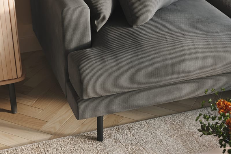 Menard 3-seters Høyrevendt L-formet Divansofa i Manchester - Grå - Møbler - Sofaer - Sofa med sjeselong - 3 seters sofa med divan