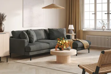 Menard 3-seters Høyrevendt L-formet Divansofa i Manchester - Grå - Møbler - Sofaer - Sofa med sjeselong - 3 seters sofa med divan