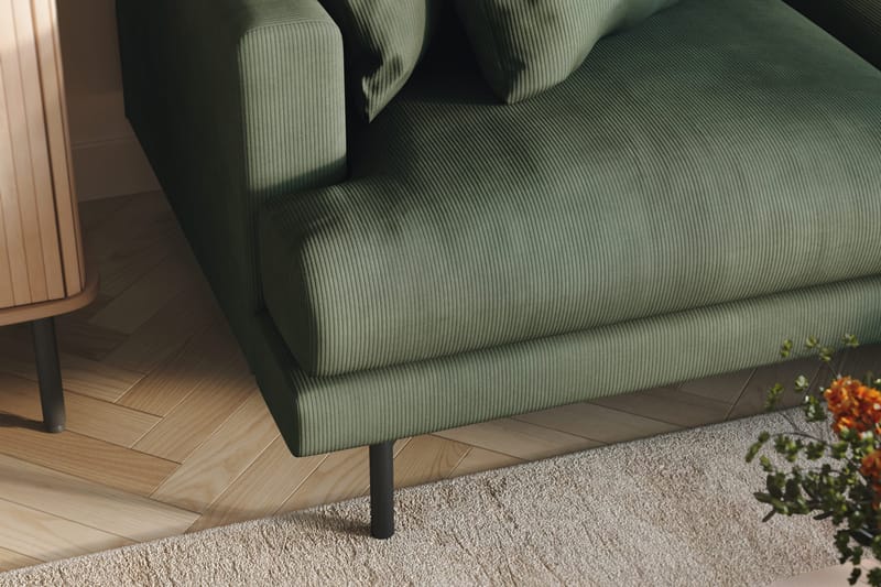 Menard 3-seters Høyrevendt L-formet Divansofa i Manchester - Grønn - Møbler - Sofaer - Sofa med sjeselong - 3 seters sofa med divan