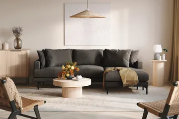 Menard 3-seters Høyrevendt L-formet Divansofa i Manchester - Mørk grå - Møbler - Sofaer - Sofa med sjeselong - 3 seters sofa med divan