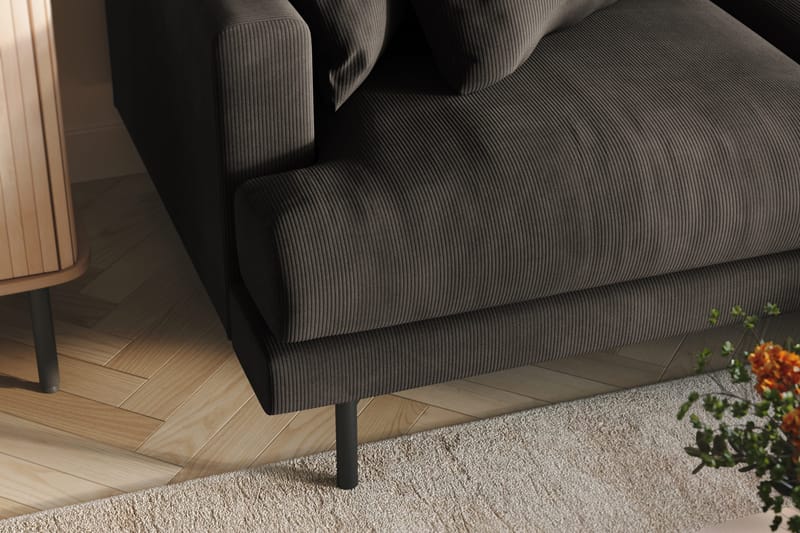 Menard 3-seters Høyrevendt L-formet Divansofa i Manchester - Mørk grå - Møbler - Sofaer - Sofa med sjeselong - 3 seters sofa med divan