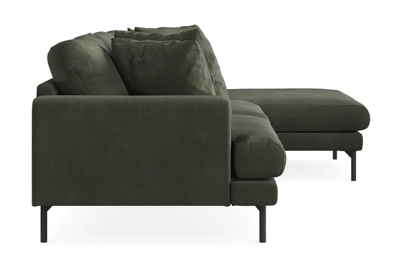 Menard 3-seters Høyrevendt L-formet Divansofa i Manchester - Mørk grønn - Møbler - Sofaer - Sofa med sjeselong - 3 seters sofa med divan