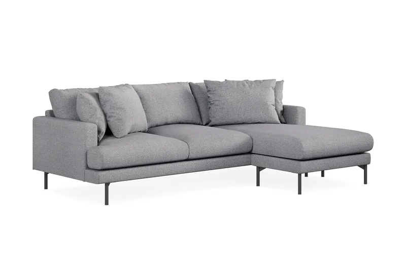 Menard 3-seters Høyrevendt L-formet Divansofa i Stoff - Grå - Møbler - Sofaer - Sofa med sjeselong - 3 seters sofa med divan