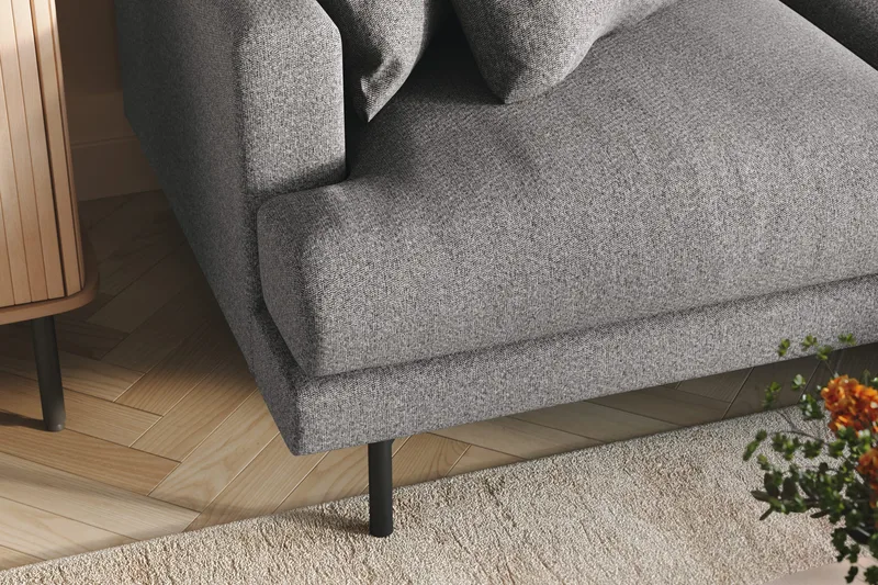 Menard 3-seters Høyrevendt L-formet Divansofa i Stoff - Grå - Møbler - Sofaer - Sofa med sjeselong - 3 seters sofa med divan