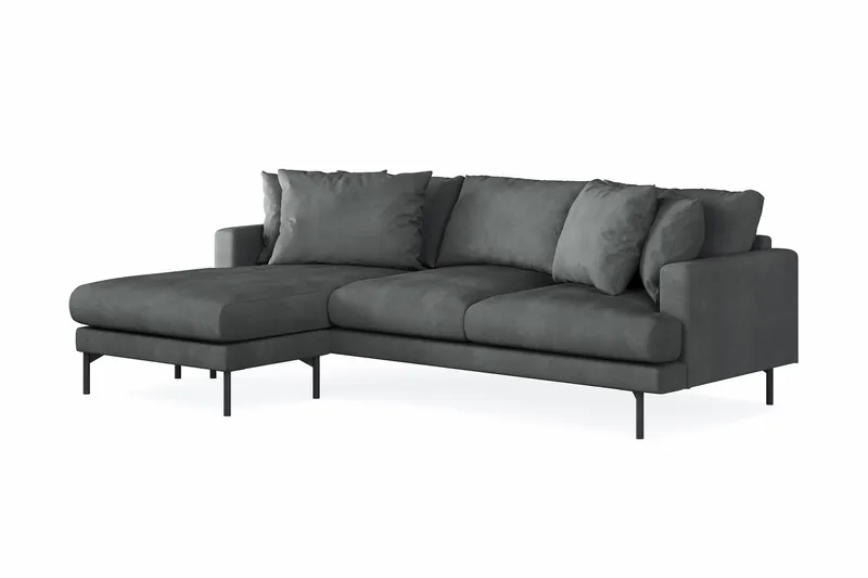Menard 3-seters Venstrevendt L-formet Divansofa i Manchester - Grå - Møbler - Sofaer - Sofa med sjeselong - 3 seters sofa med divan