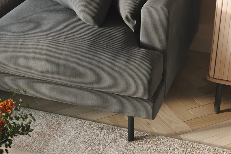 Menard 3-seters Venstrevendt L-formet Divansofa i Manchester - Grå - Møbler - Sofaer - Sofa med sjeselong - 3 seters sofa med divan