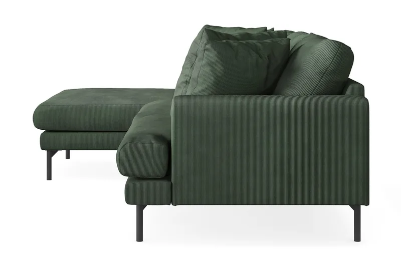 Menard 3-seters Venstrevendt L-formet Divansofa i Manchester - Grønn - Møbler - Sofaer - Sofa med sjeselong - 3 seters sofa med divan