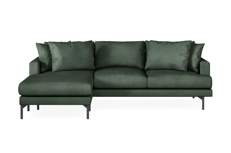 Menard 3-seters Venstrevendt L-formet Divansofa i Manchester - Grønn - Møbler - Sofaer - Sofa med sjeselong - 3 seters sofa med divan