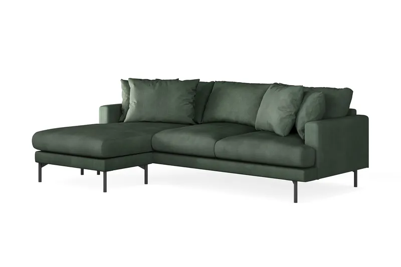 Menard 3-seters Venstrevendt L-formet Divansofa i Manchester - Grønn - Møbler - Sofaer - Sofa med sjeselong - 3 seters sofa med divan