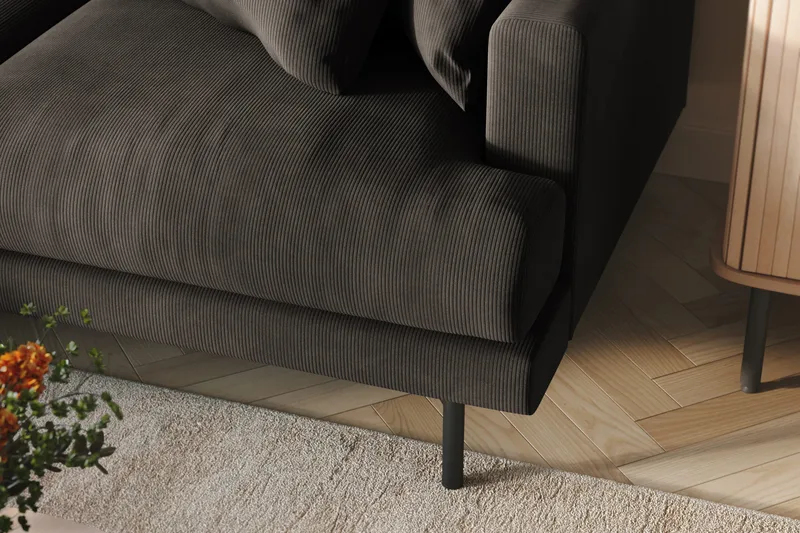 Menard 3-seters Venstrevendt L-formet Divansofa i Manchester - Mørk grå - Møbler - Sofaer - Sofa med sjeselong - 3 seters sofa med divan