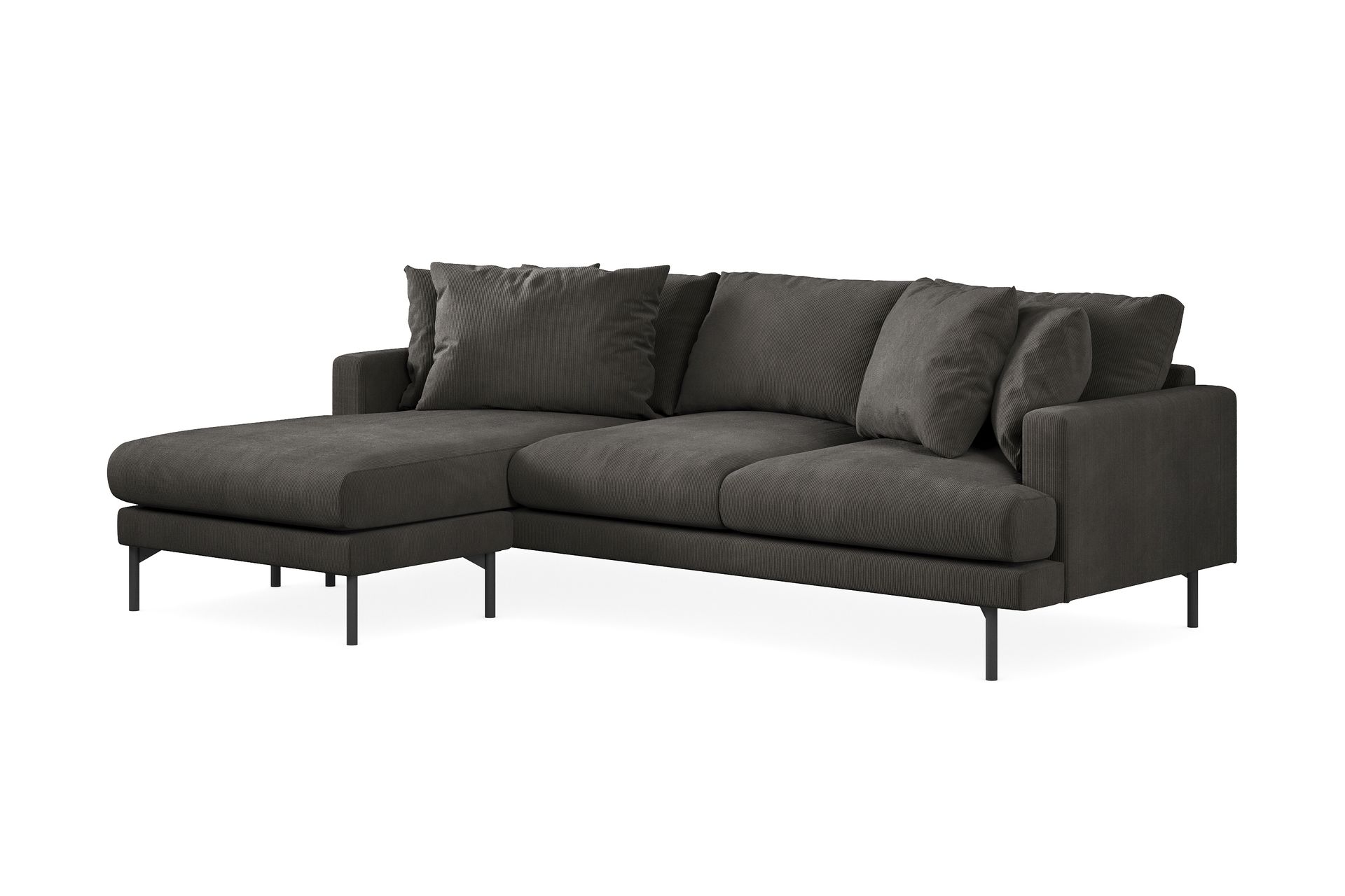 Menard 3-seters Venstrevendt L-formet Divansofa i Manchester - Mørk grå - Møbler - Sofaer - Sofa med sjeselong