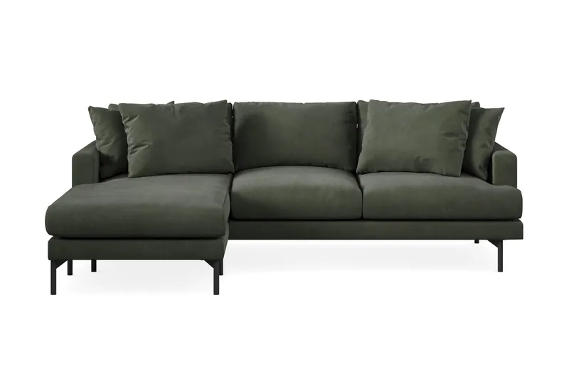 Menard 3-seters Venstrevendt L-formet Divansofa i Manchester - Mørk grønn - Møbler - Sofaer - Sofa med sjeselong - 3 seters sofa med divan