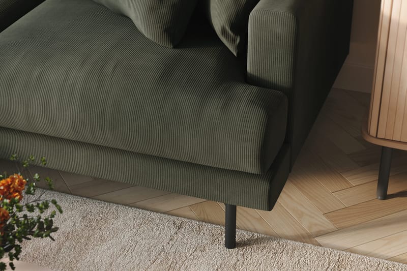 Menard 3-seters Venstrevendt L-formet Divansofa i Manchester - Mørk grønn - Møbler - Sofaer - Sofa med sjeselong - 3 seters sofa med divan