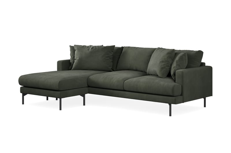 Menard 3-seters Venstrevendt L-formet Divansofa i Manchester - Mørk grønn - Møbler - Sofaer - Sofa med sjeselong