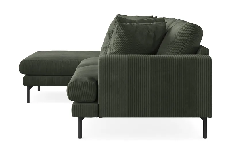 Menard 3-seters Venstrevendt L-formet Divansofa i Manchester - Mørk grønn - Møbler - Sofaer - Sofa med sjeselong - 3 seters sofa med divan