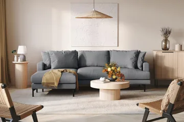 Menard 3-seters Venstrevendt L-formet Divansofa i Stoff - Mørk grå - Møbler - Sofaer - Sofa med sjeselong - 3 seters sofa med divan