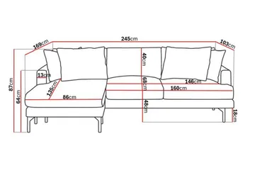 Menard 3-seters Venstrevendt L-formet Divansofa i Stoff - Mørk grå - Møbler - Sofaer - Sofa med sjeselong - 3 seters sofa med divan