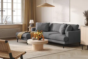 Menard 3-seters Venstrevendt L-formet Divansofa i Stoff - Mørk grå - Møbler - Sofaer - Sofa med sjeselong - 3 seters sofa med divan
