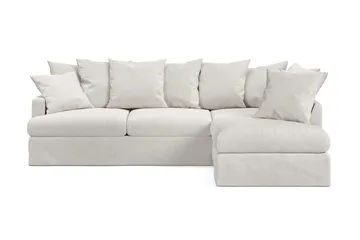 Menard 4-seters Høyrevendt Dyp L-formet Sjeselongsofa i Stoff - Beige - Møbler - Sofaer - Sofa med sjeselong - 4 seters sofa med divan