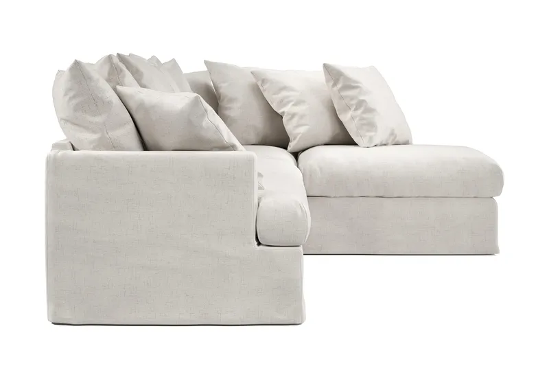 Menard 4-seters Høyrevendt Dyp L-formet Sjeselongsofa i Stoff - Beige - Møbler - Sofaer - Sofa med sjeselong - 4 seters sofa med divan
