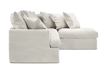 Menard 4-seters Høyrevendt Dyp L-formet Sjeselongsofa i Stoff - Beige - Møbler - Sofaer - Sofa med sjeselong - 4 seters sofa med divan