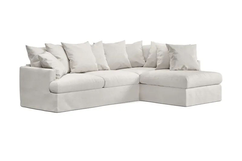 Menard 4-seters Høyrevendt Dyp L-formet Sjeselongsofa i Stoff - Beige - Møbler - Sofaer - Sofa med sjeselong - 4 seters sofa med divan