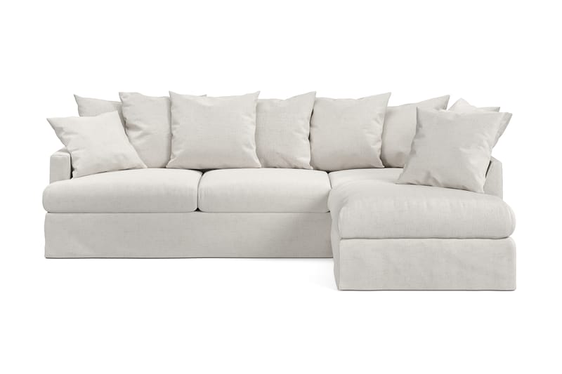 Menard 4-seters Høyrevendt L-formet Sjeselongsofa i Bouclé - Hvit - Møbler - Sofaer - Sofa med sjeselong - 4 seters sofa med divan