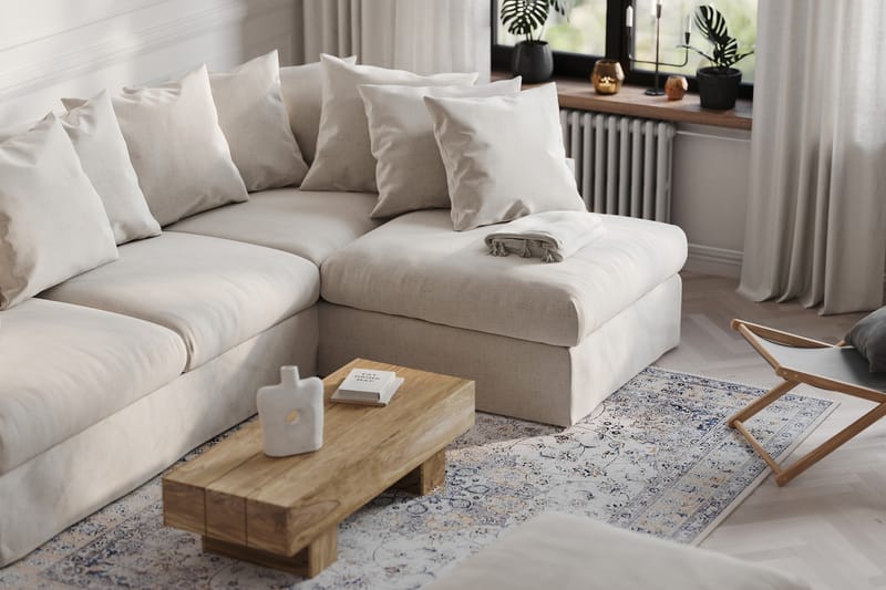 Menard 4-seters Høyrevendt L-formet Sjeselongsofa i Bouclé - Hvit - Møbler - Sofaer - Sofa med sjeselong - 4 seters sofa med divan