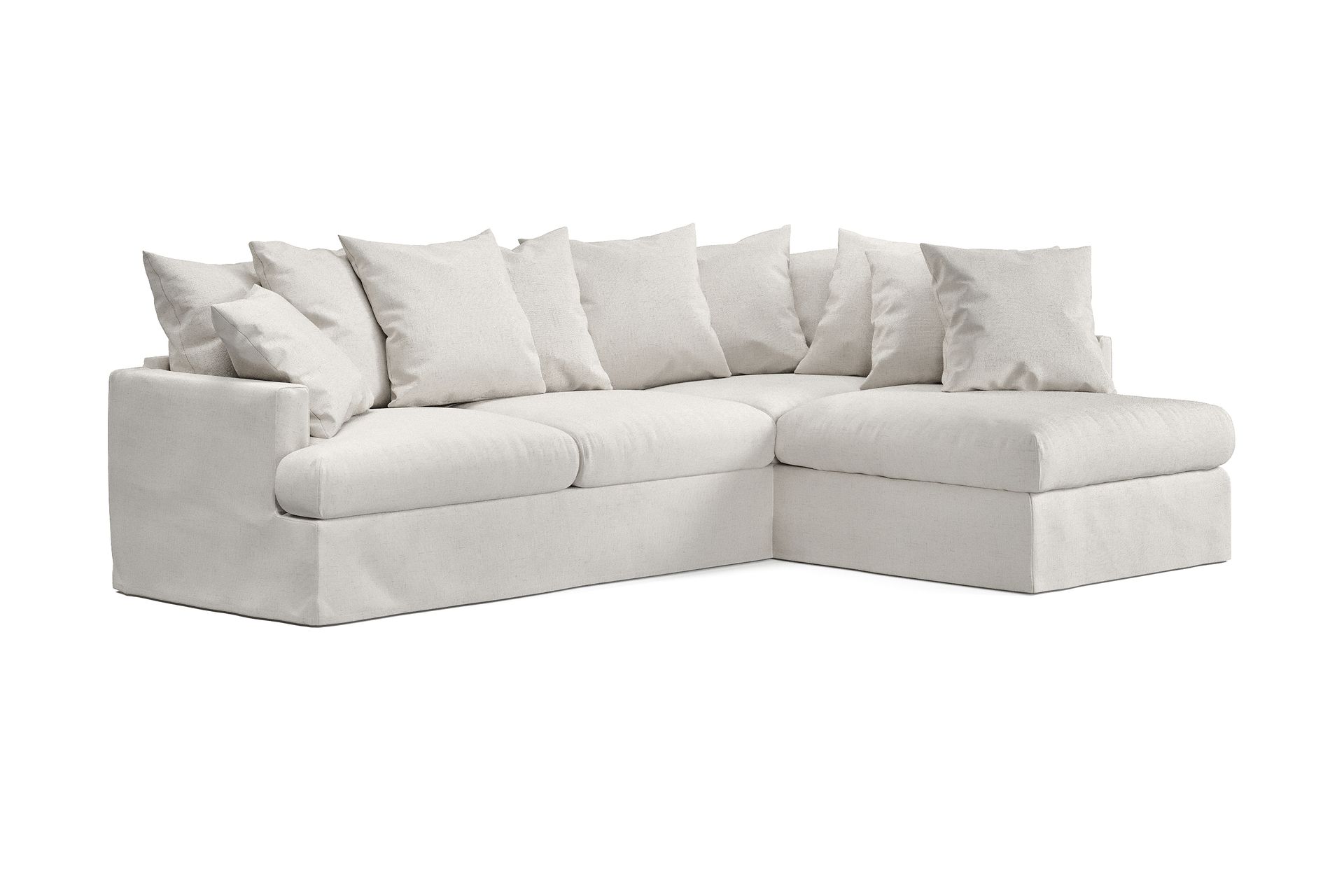 Menard 4-seters Høyrevendt L-formet Sjeselongsofa i Bouclé - Hvit - Møbler - Sofaer - Sofa med sjeselong - 4 seters sofa med divan