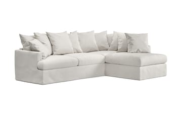Menard 4-seters Høyrevendt L-formet Sjeselongsofa i Bouclé - Hvit - Møbler - Sofaer - Sofa med sjeselong - 4 seters sofa med divan