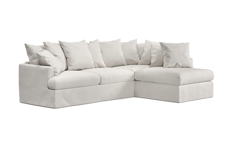 Menard 4-seters Høyrevendt L-formet Sjeselongsofa i Bouclé - Hvit - Møbler - Sofaer - Sofa med sjeselong - 4 seters sofa med divan