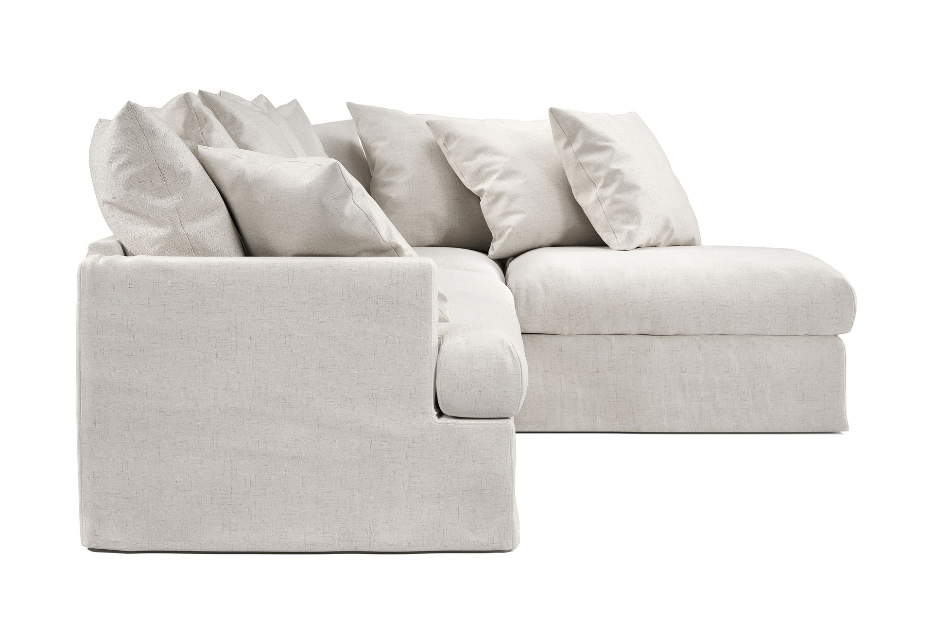 Menard 4-seters Høyrevendt L-formet Sjeselongsofa i Bouclé - Hvit - Møbler - Sofaer - Sofa med sjeselong - 4 seters sofa med divan