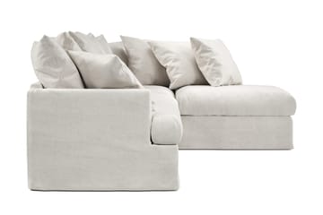 Menard 4-seters Høyrevendt L-formet Sjeselongsofa i Bouclé - Hvit - Møbler - Sofaer - Sofa med sjeselong - 4 seters sofa med divan