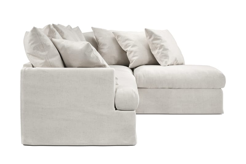 Menard 4-seters Høyrevendt L-formet Sjeselongsofa i Bouclé - Hvit - Møbler - Sofaer - Sofa med sjeselong - 4 seters sofa med divan