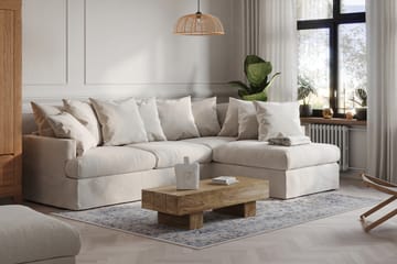 Menard 4-seters Høyrevendt L-formet Sjeselongsofa i Bouclé - Hvit - Møbler - Sofaer - Sofa med sjeselong - 4 seters sofa med divan