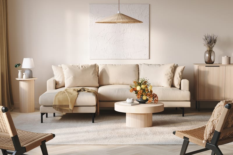 Menard 4-seters Venstrevendt Dyp L-formet Divansofa i Manchester - Beige - Møbler - Sofaer - Sofa med sjeselong