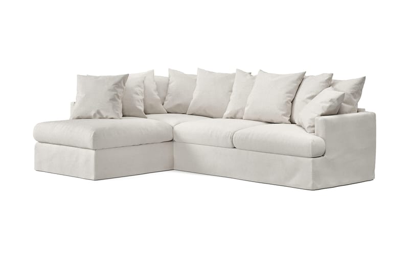 Menard 4-seters Venstrevendt Dyp L-formet Sjeselongsofa i Stoff - Beige - Møbler - Sofaer - Sofa med sjeselong - 4 seters sofa med divan