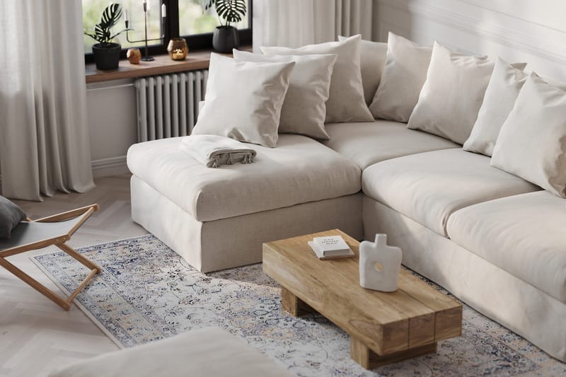 Menard 4-seters Venstrevendt Dyp L-formet Sjeselongsofa i Stoff - Beige - Møbler - Sofaer - Sofa med sjeselong - 4 seters sofa med divan