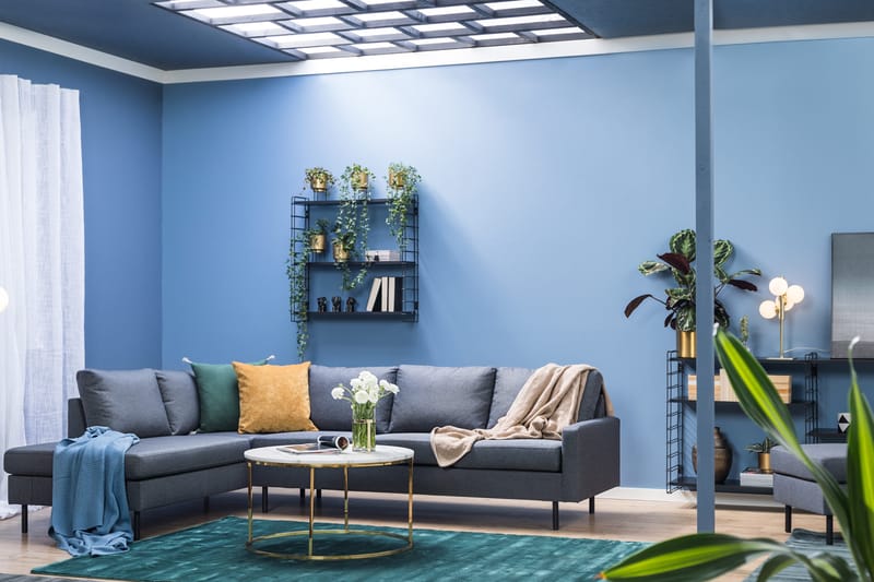 Peppe 4-seters Venstrevendt L-formet Sjeselongsofa i Stoff - Mørk grå - Møbler - Sofaer - Sofa med sjeselong - 4 seters sofa med divan