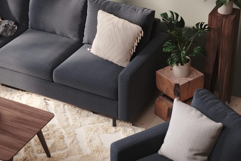 Peppe 4-seters Venstrevendt L-formet Sjeselongsofa i Stoff - Mørk grå - Møbler - Sofaer - Sofa med sjeselong - 4 seters sofa med divan