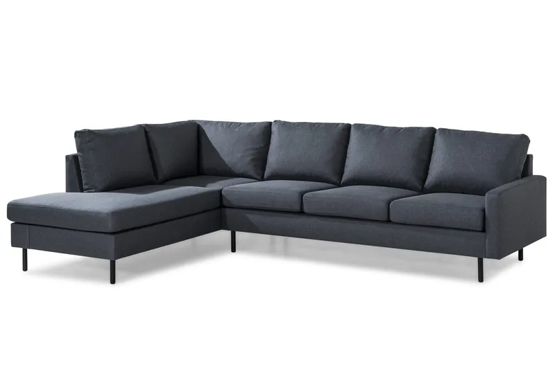 Peppe 4-seters Venstrevendt L-formet Sjeselongsofa i Stoff - Mørk grå - Møbler - Sofaer - Sofa med sjeselong - 4 seters sofa med divan