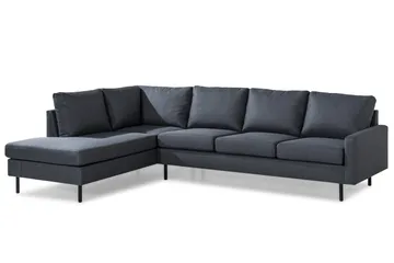 Peppe 4-seters Venstrevendt L-formet Sjeselongsofa i Stoff - Mørk grå - Møbler - Sofaer - Sofa med sjeselong - 4 seters sofa med divan