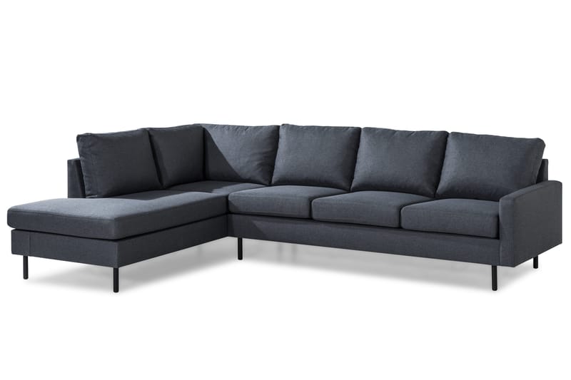 Peppe 4-seters Venstrevendt L-formet Sjeselongsofa i Stoff - Mørk grå - Møbler - Sofaer - Sofa med sjeselong - 4 seters sofa med divan