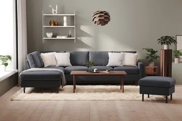 Peppe 4-seters Venstrevendt L-formet Sjeselongsofa i Stoff - Mørk grå - Møbler - Sofaer - Sofa med sjeselong - 4 seters sofa med divan