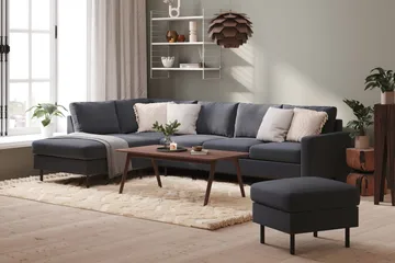Peppe 4-seters Venstrevendt L-formet Sjeselongsofa i Stoff - Mørk grå - Møbler - Sofaer - Sofa med sjeselong - 4 seters sofa med divan